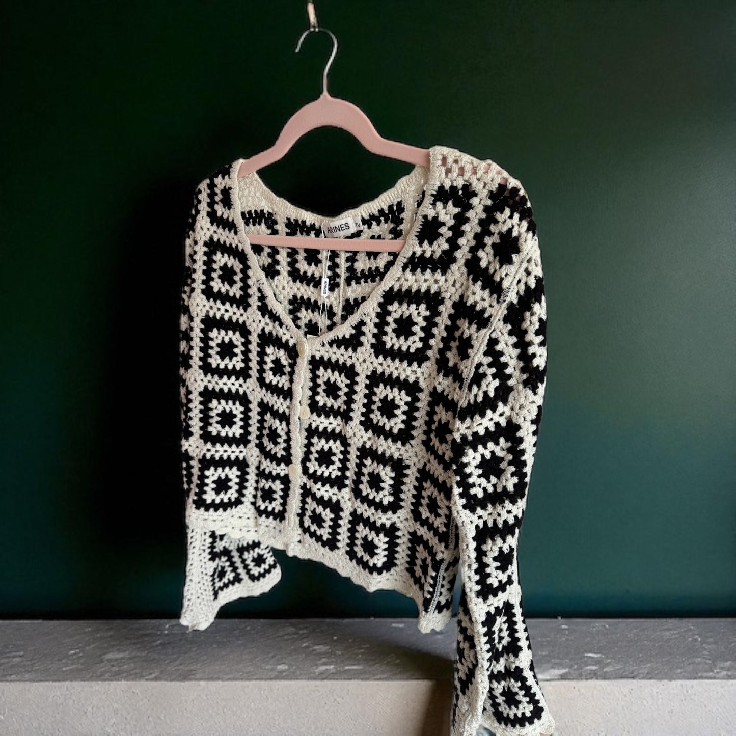 Strickjacke Karo schwarz onesize