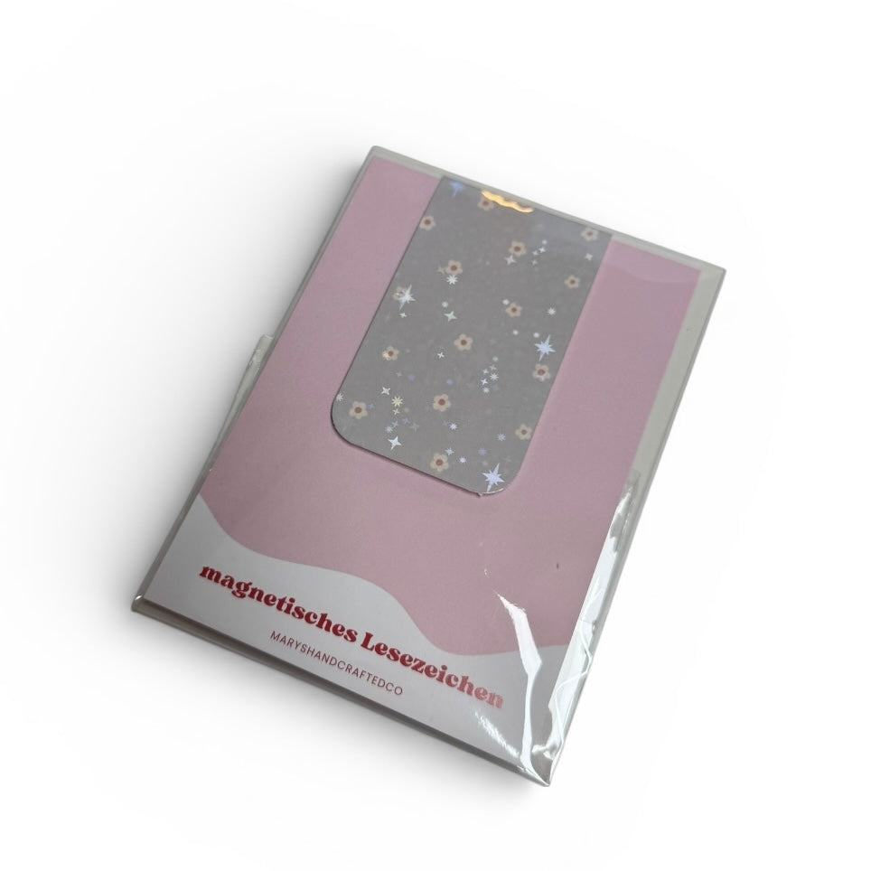 magnetisches Lesezeichen grau Blümchen