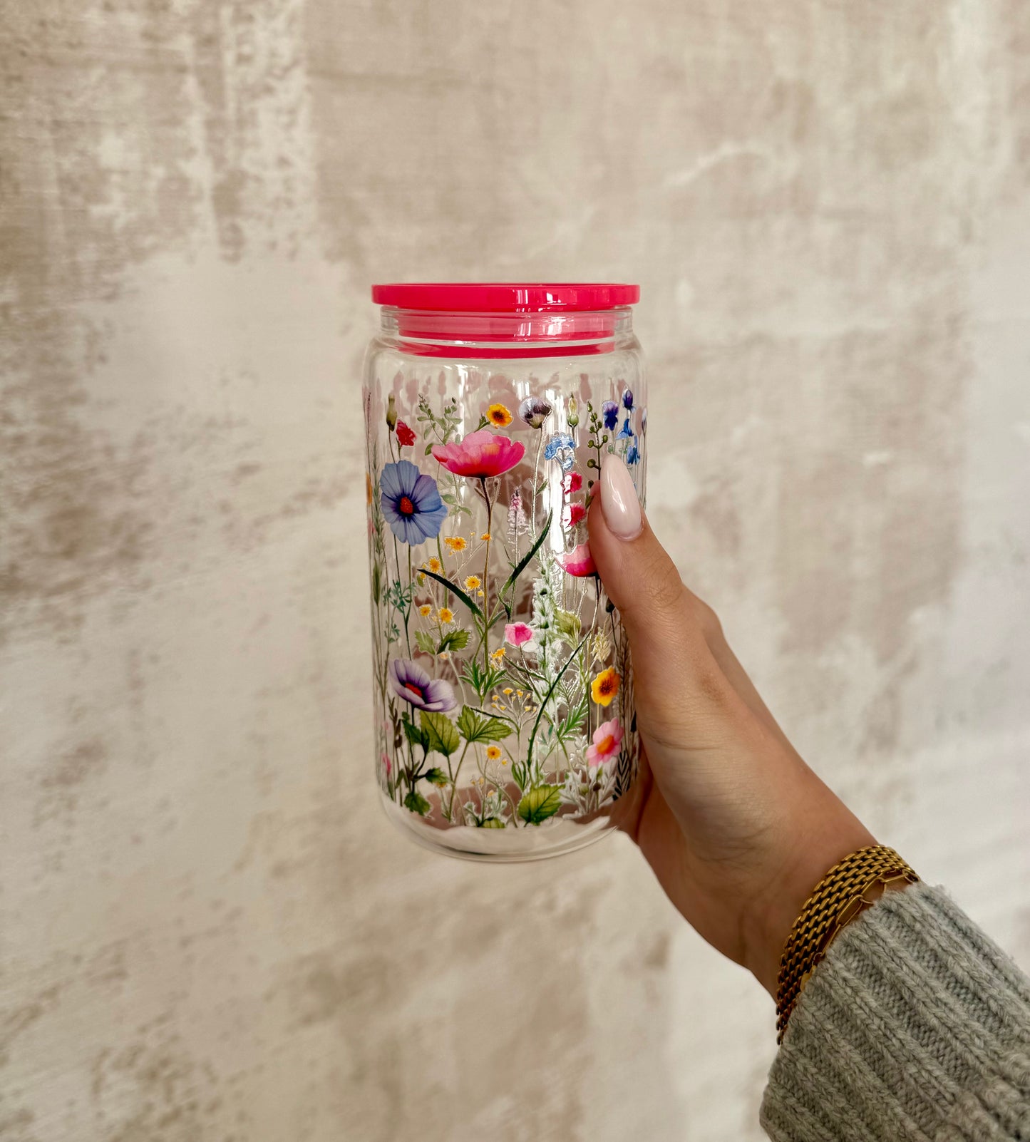 Deckel Trinkglas pink