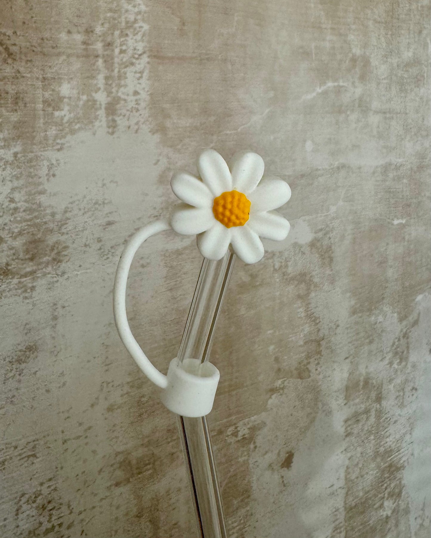Strohhalmtopper Blume weiß