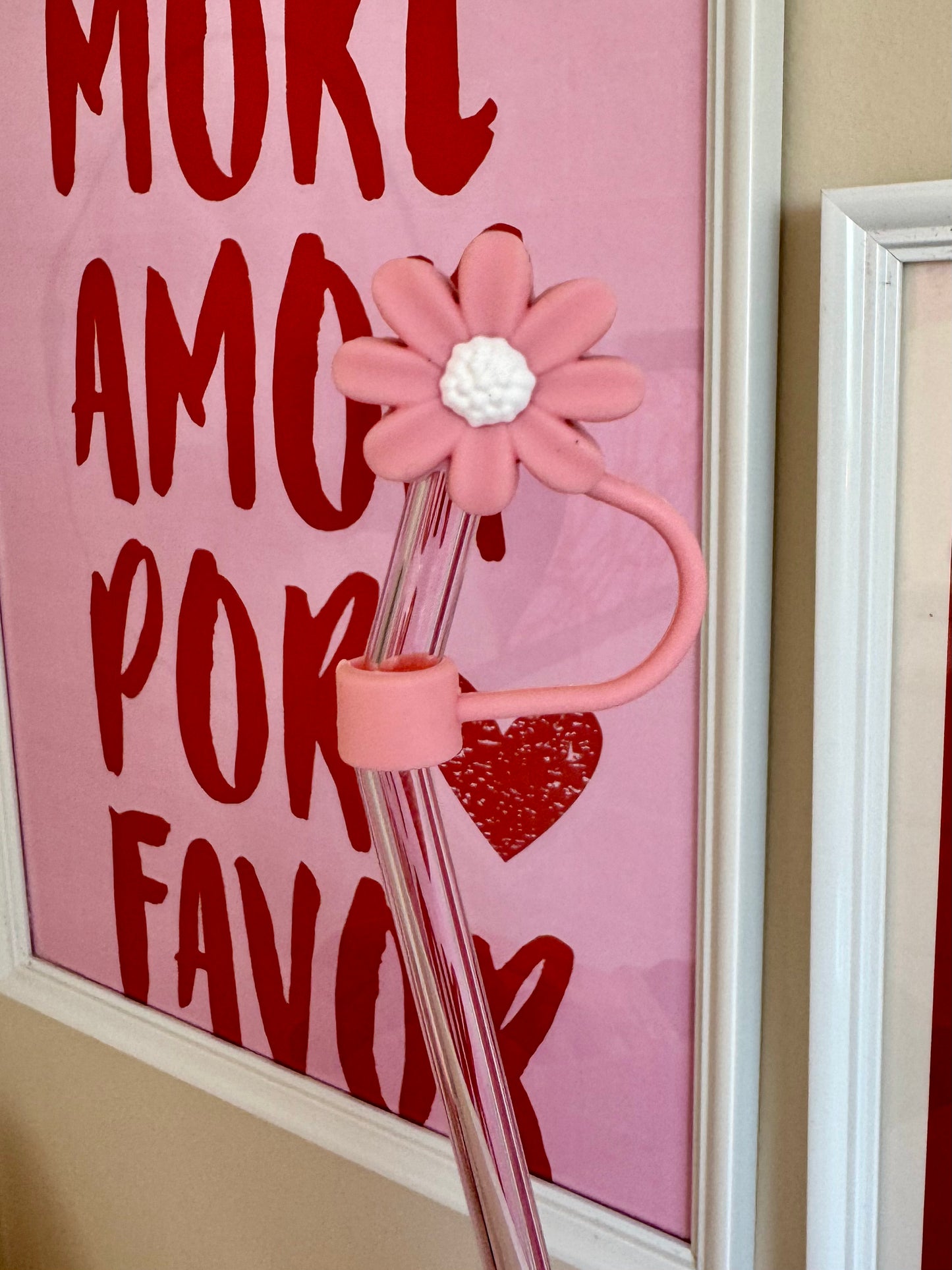 Strohhalmtopper Blume rosa