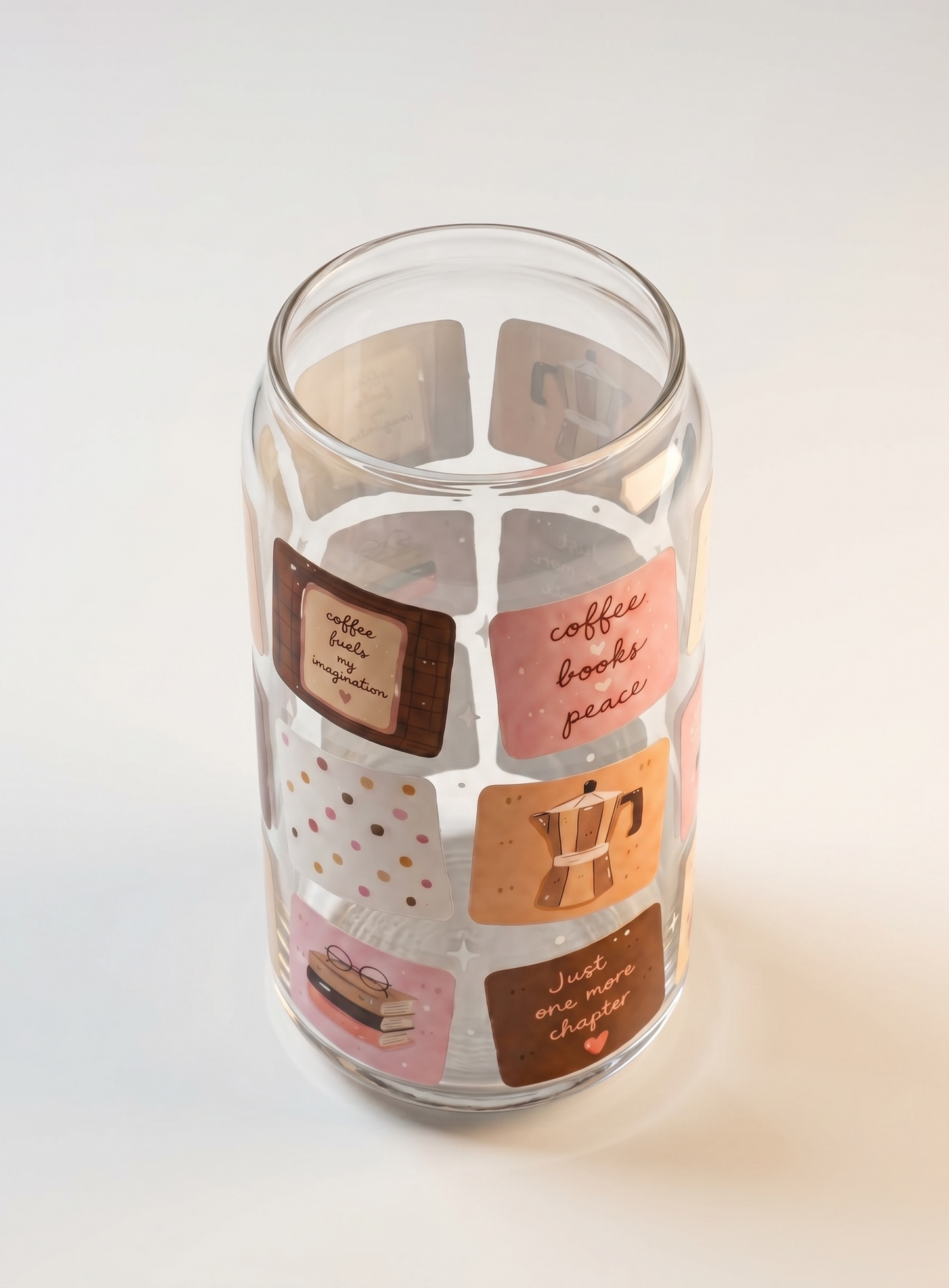 Trinkglas Patchwork Books & Coffee 470ml