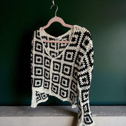 Strickjacke Karo schwarz onesize