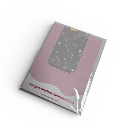 magnetisches Lesezeichen grau Blümchen