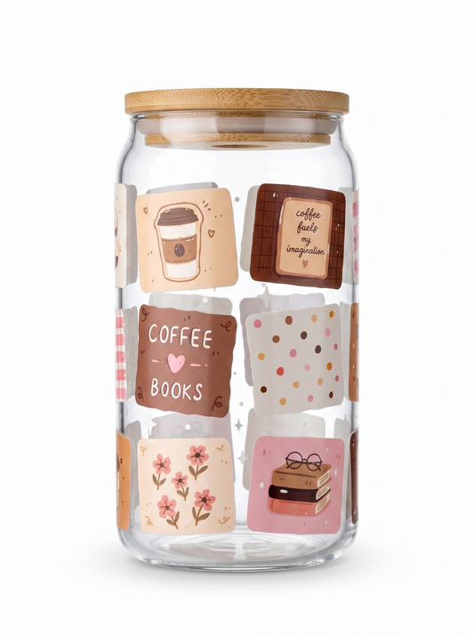 Trinkglas Patchwork Books & Coffee 470ml
