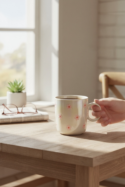 Tasse weiß holographisch Gänseblümchen