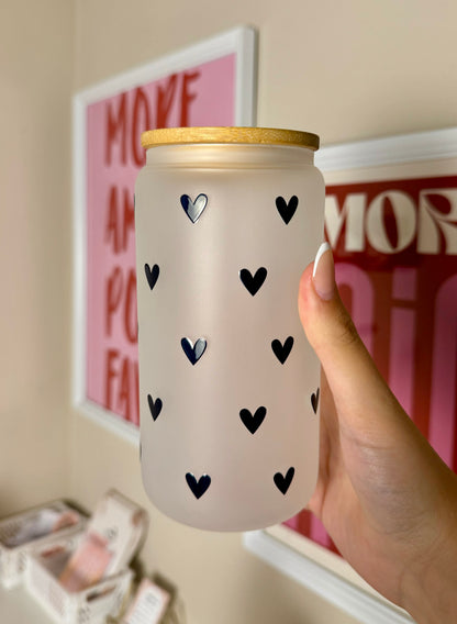 Trinkglas schwarze Herzchen 470ml