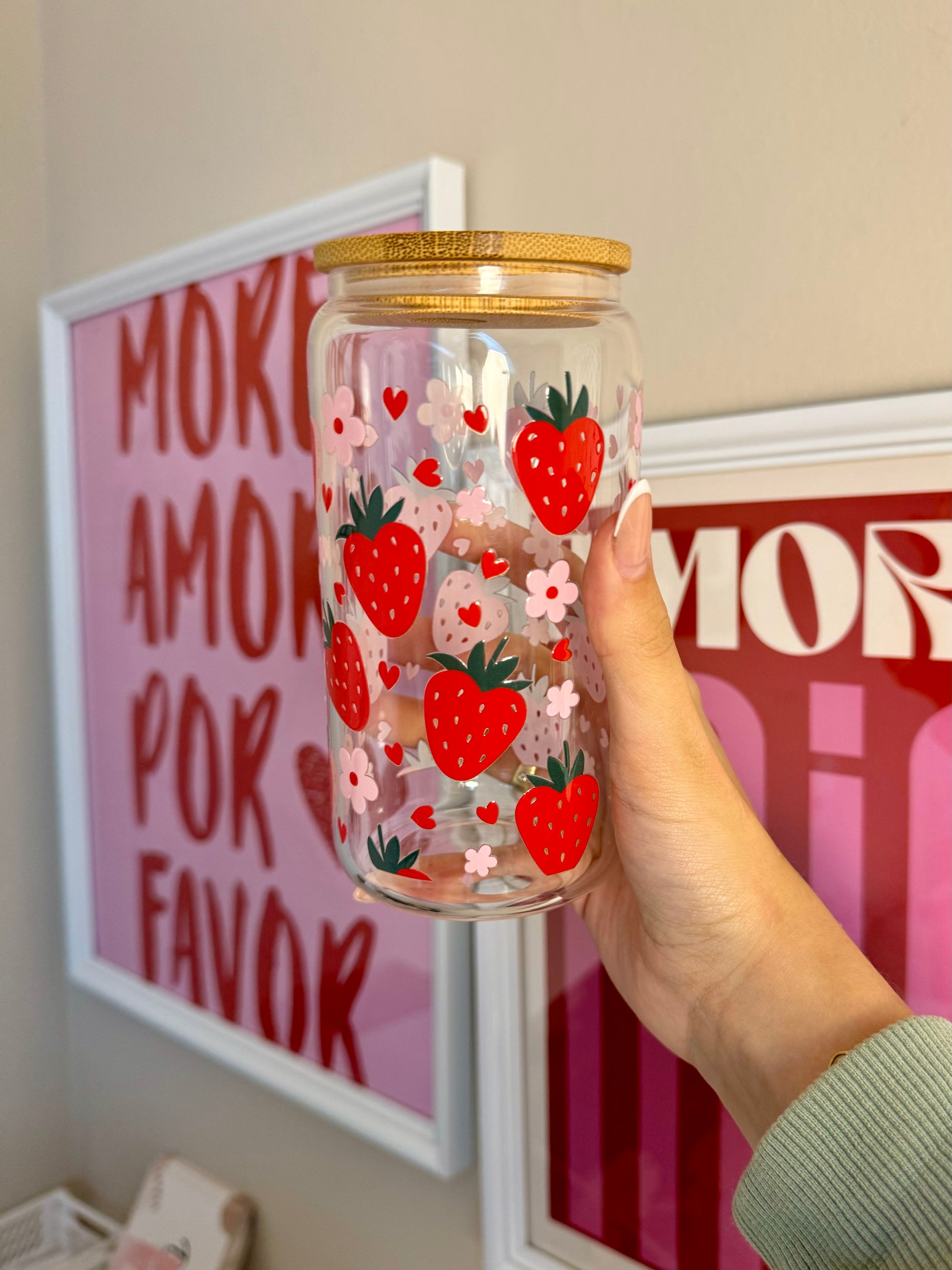 Trinkglas Erdbeeren 470ml – MarysHandcraftedCo