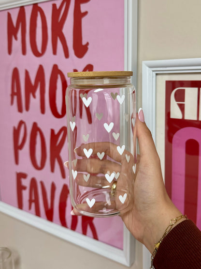 Trinkglas weiße Herzchen 470ml