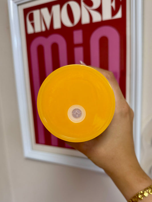 Deckel Trinkglas gelb