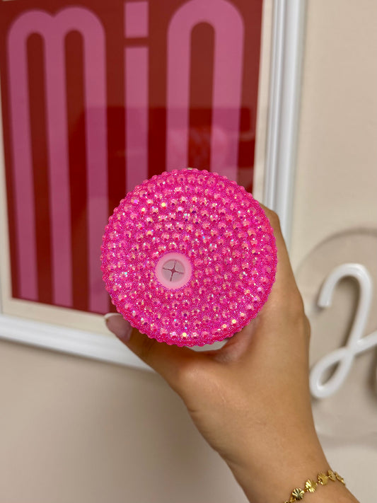Deckel Trinkglas pink Glitzer