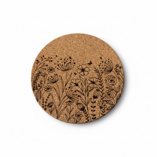 Getränkeuntersetzer Kork Wildblume