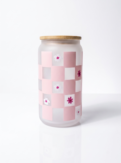 Trinkglas Karo rosa Blumen 470ml