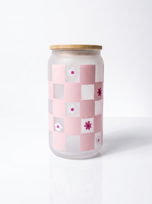 Trinkglas Karo rosa Blumen 470ml