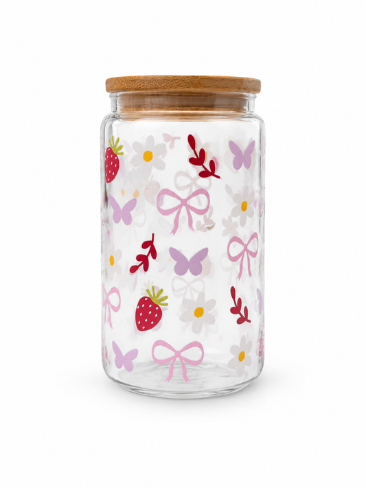 Trinkglas Erdbeeren und Schleifen 470ml