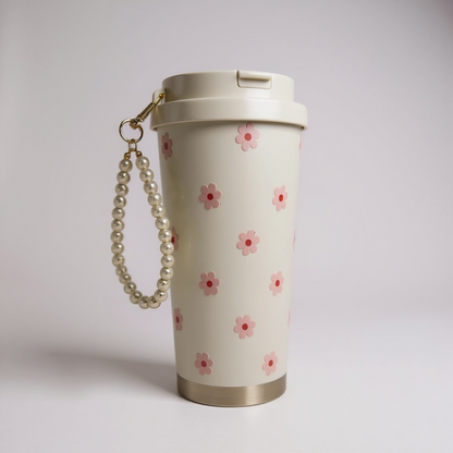 Thermobecher rosa Gänseblümchen