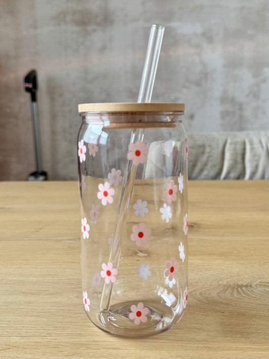 Plastikglas rosa Gänseblümchen