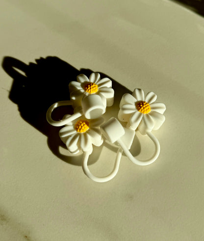 Strohhalmtopper Blume weiß