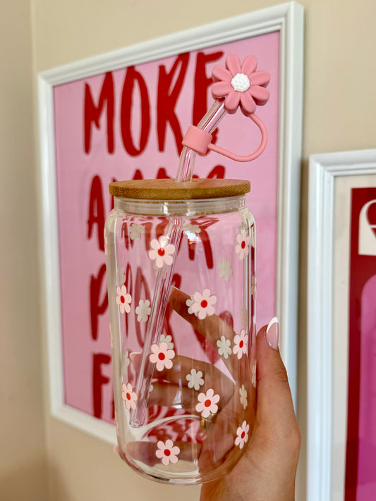 Strohhalmtopper Blume rosa