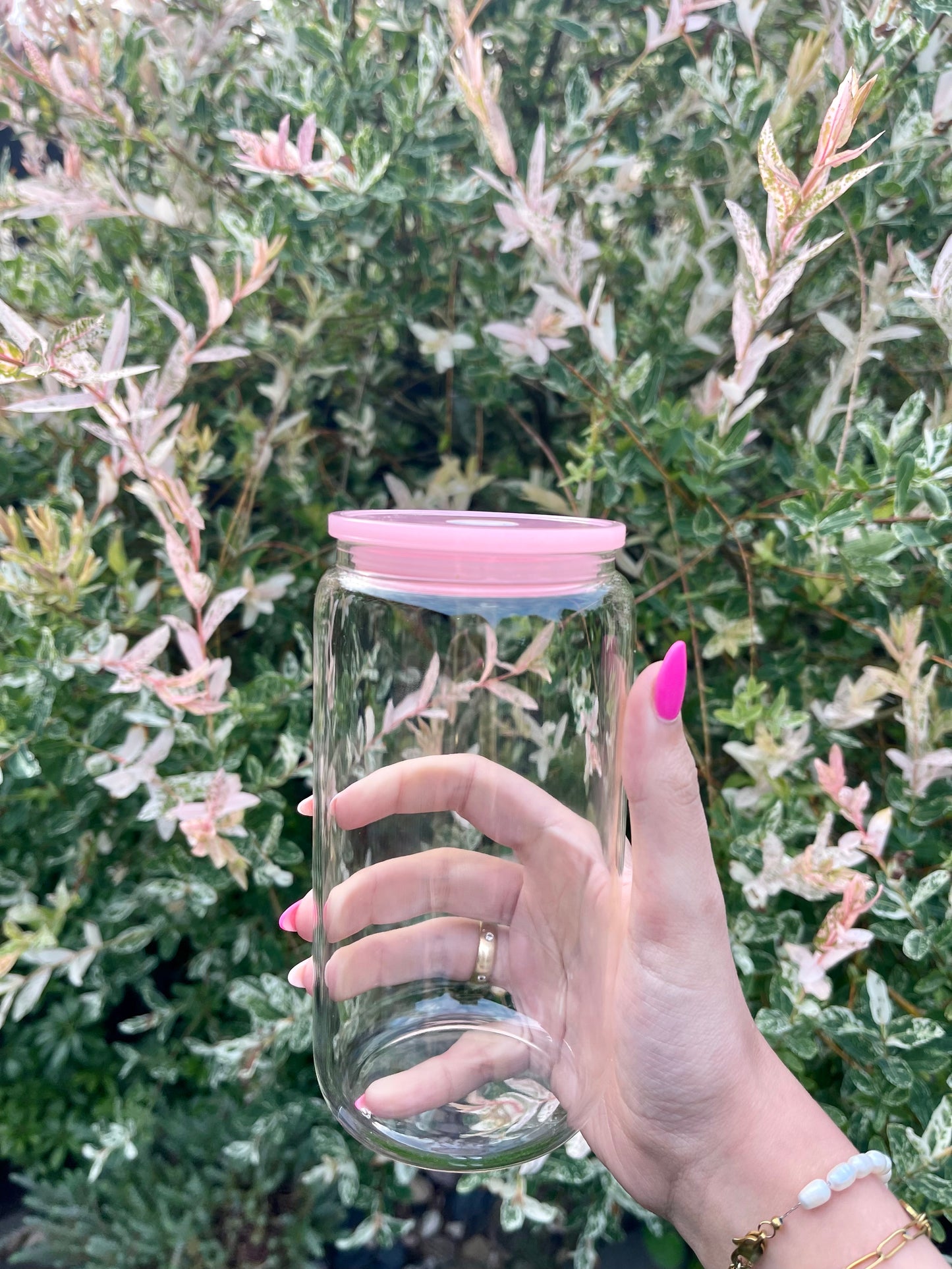 Deckel Trinkglas rosa