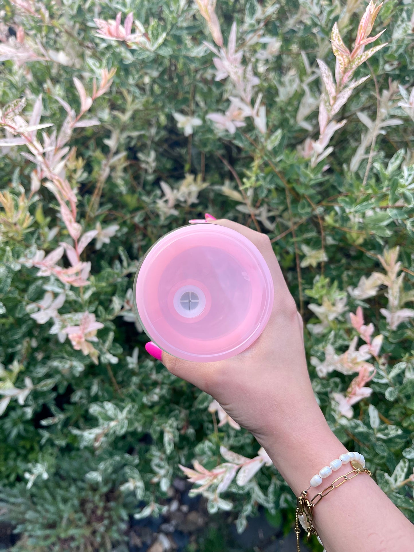 Deckel Trinkglas rosa